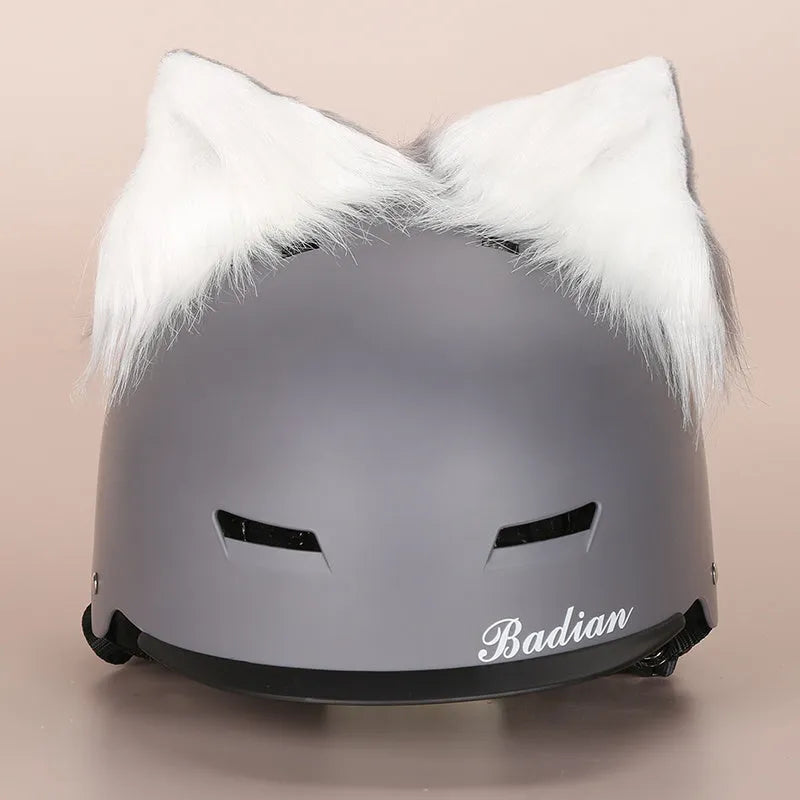 Ski helmet decoration with colourful cartoon character design in soft plush fabric