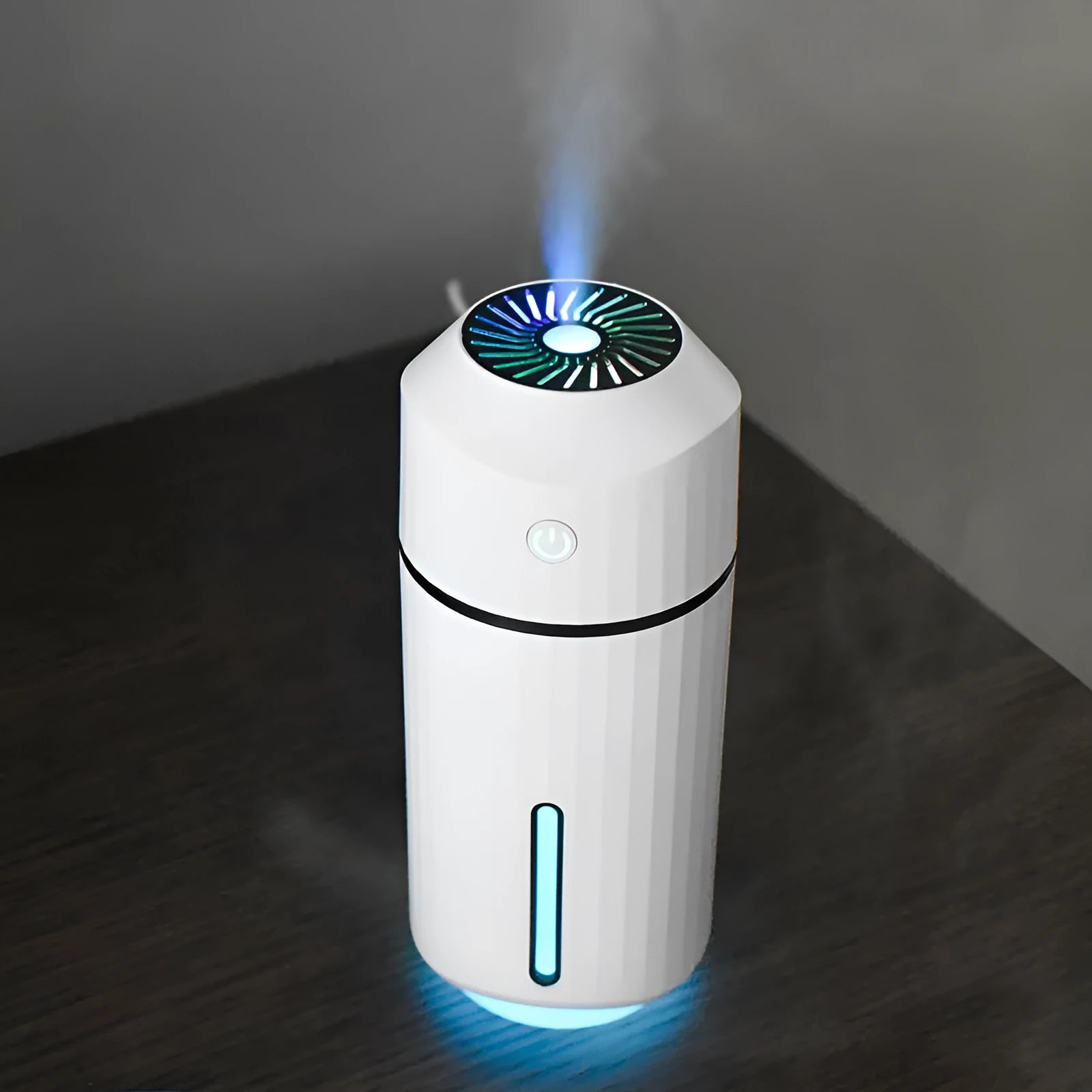 Mini car humidifier white columnar shape with USB cable 320mL