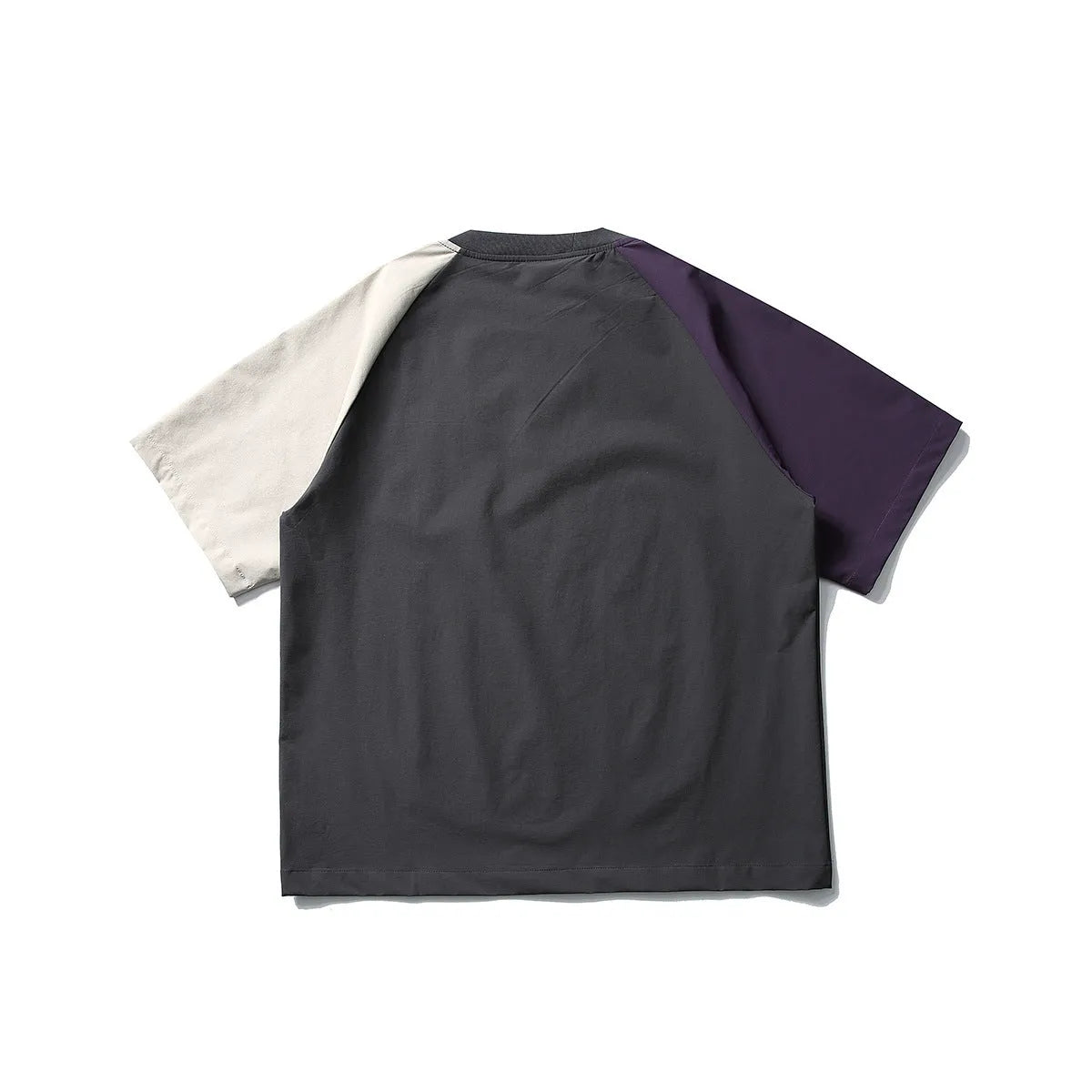 Dark grey men's loose-fit t-shirt with contrasting colour raglan sleeves