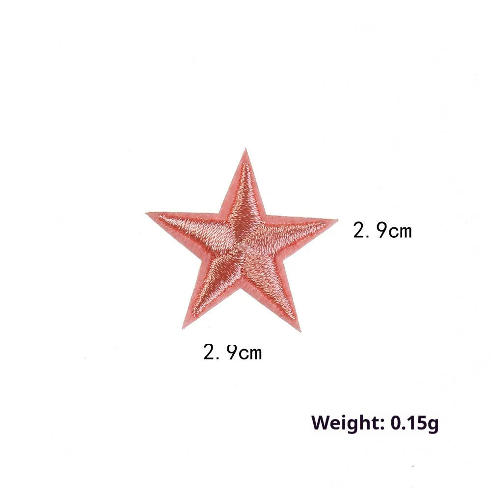Colourful five-pointed star cloth embroidery labels for DIY clothing decoration.