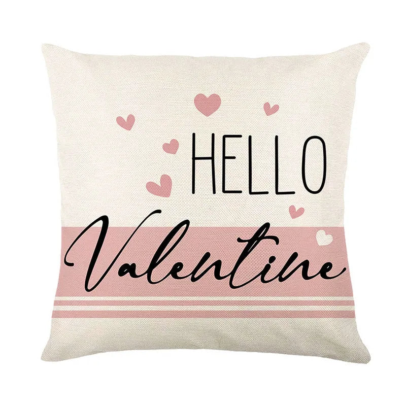 Square plaid heart print Valentine's Day decorative pillow cover measuring 45x45cm.