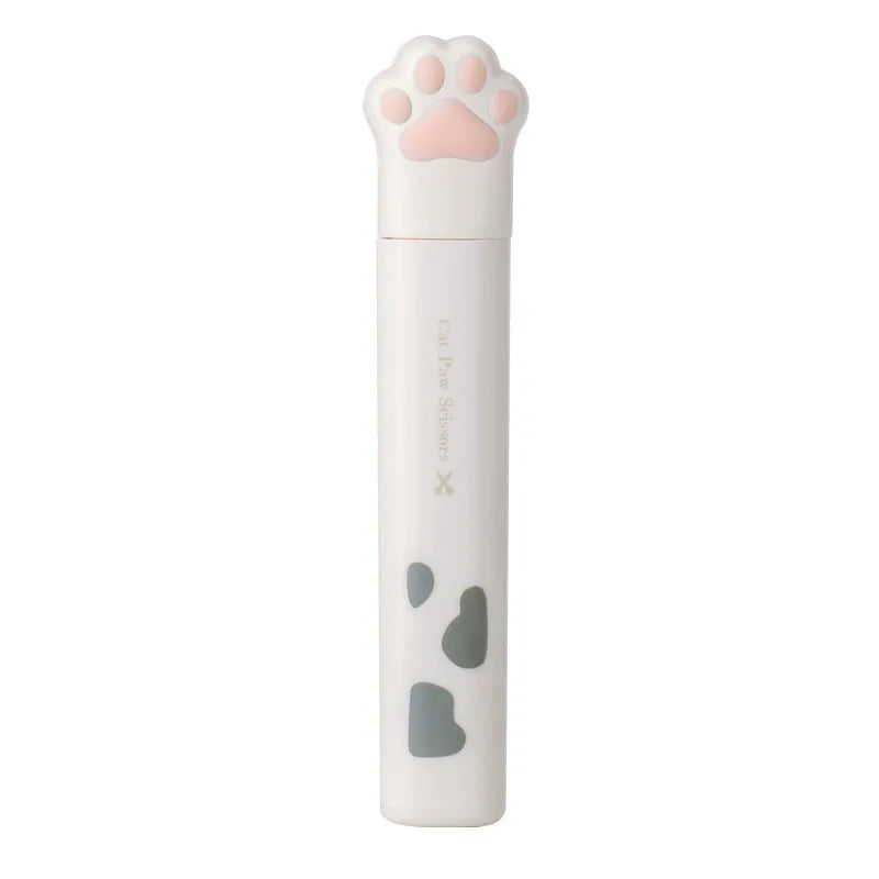 Cat paw design mini folding scissors in pink, white, black, or blue colour options