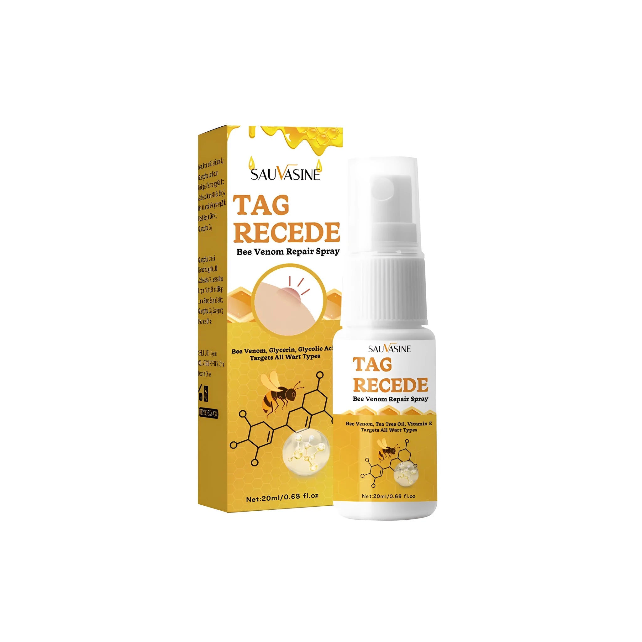 20 ml bottle of bee wart spray skin cream for treating moles and skin bumps.