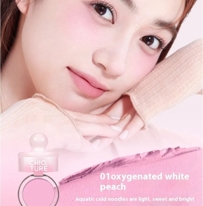 Blush mud swelling contractive colour shimmer powder blusher in nude colour scheme with monochrome format