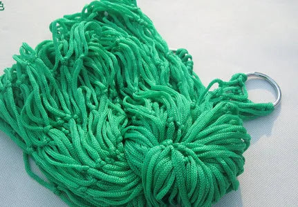 Outdoor Supplies 9-strand nylon rope hammock in red colour, portable design for camping or garden use