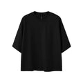 Men's sand grey loose-fit short sleeve T-shirt with quick-drying fabric on a hanger.