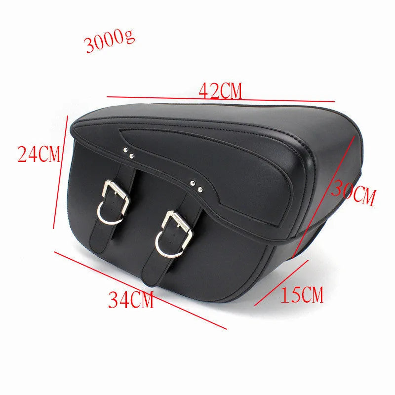 Motorcycle side box saddle bag in retro wind PU leather with 42cm storage dimensions
