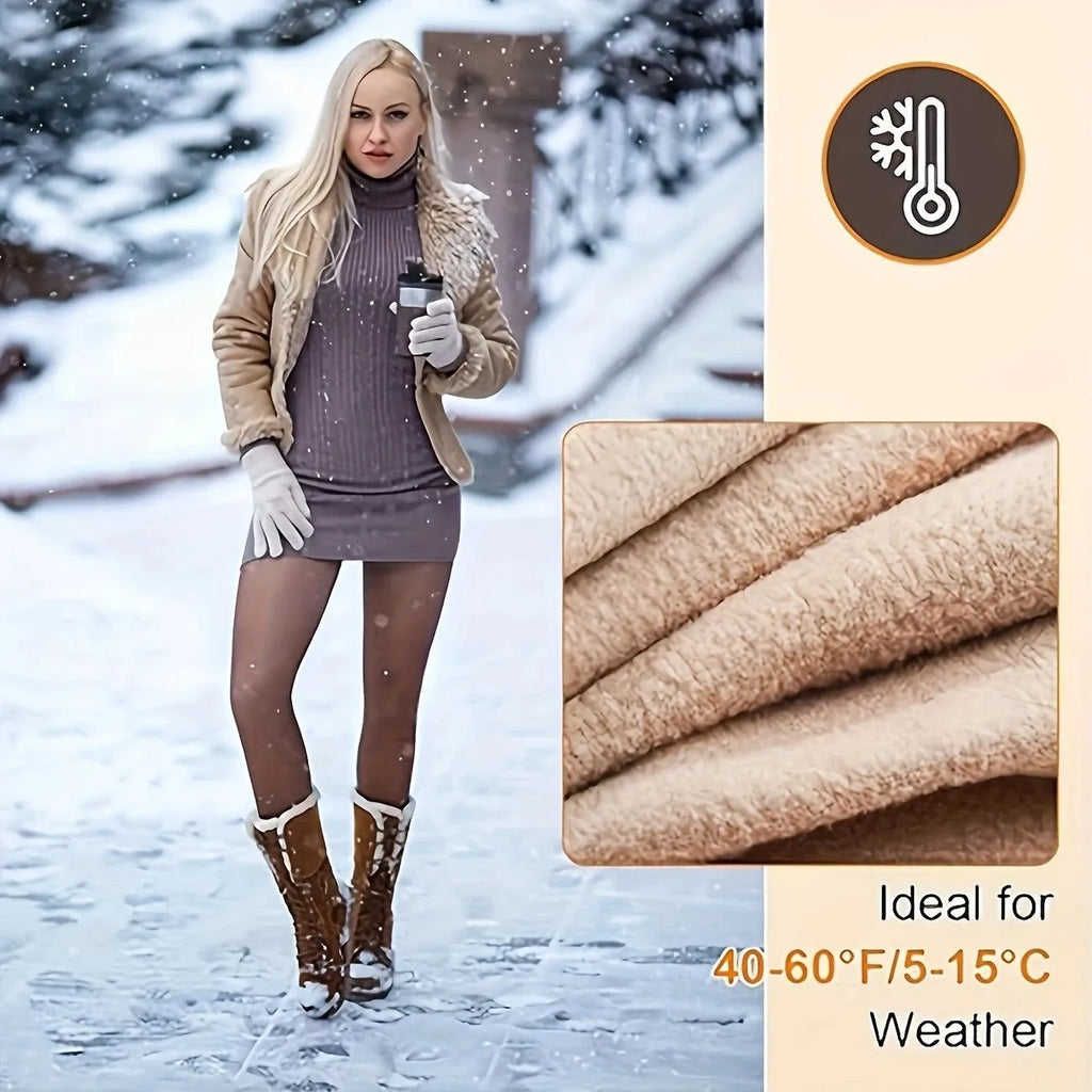 Anti-snagging wool-lined nylon leggings in black, coffee, and silver silk styles.