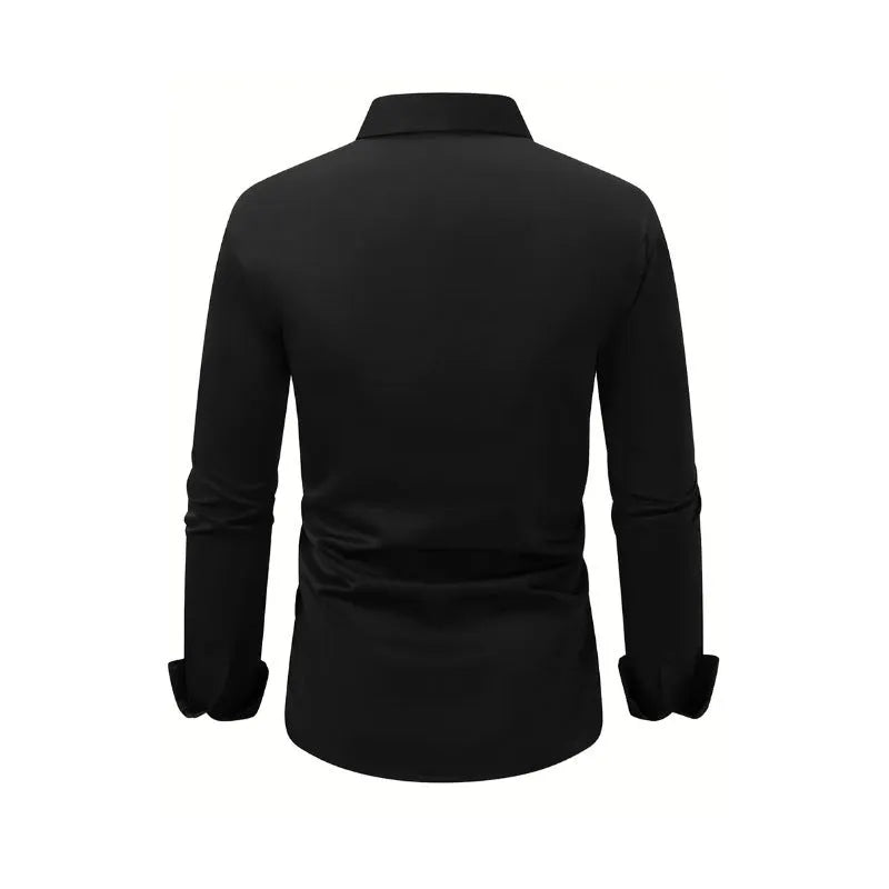 Men's long sleeve velvet button down business shirt in solid colour, summer casual vacation top