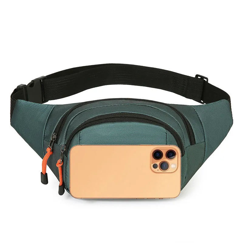 Black waterproof slanted chest bag made of nylon with polyester lining
