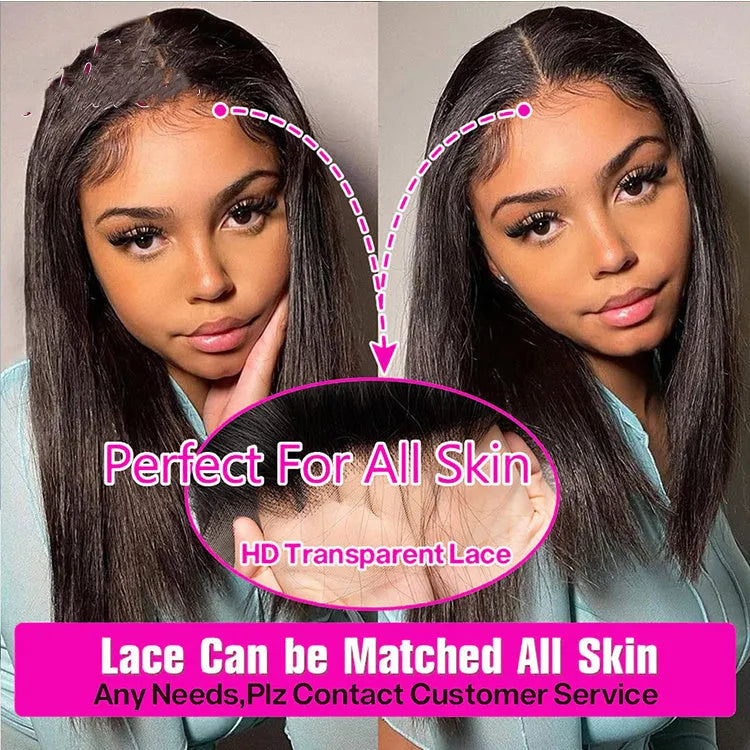 13x4 lace frontal bob straight wig in black, 200% density high temperature silk, lengths 8-16 inches