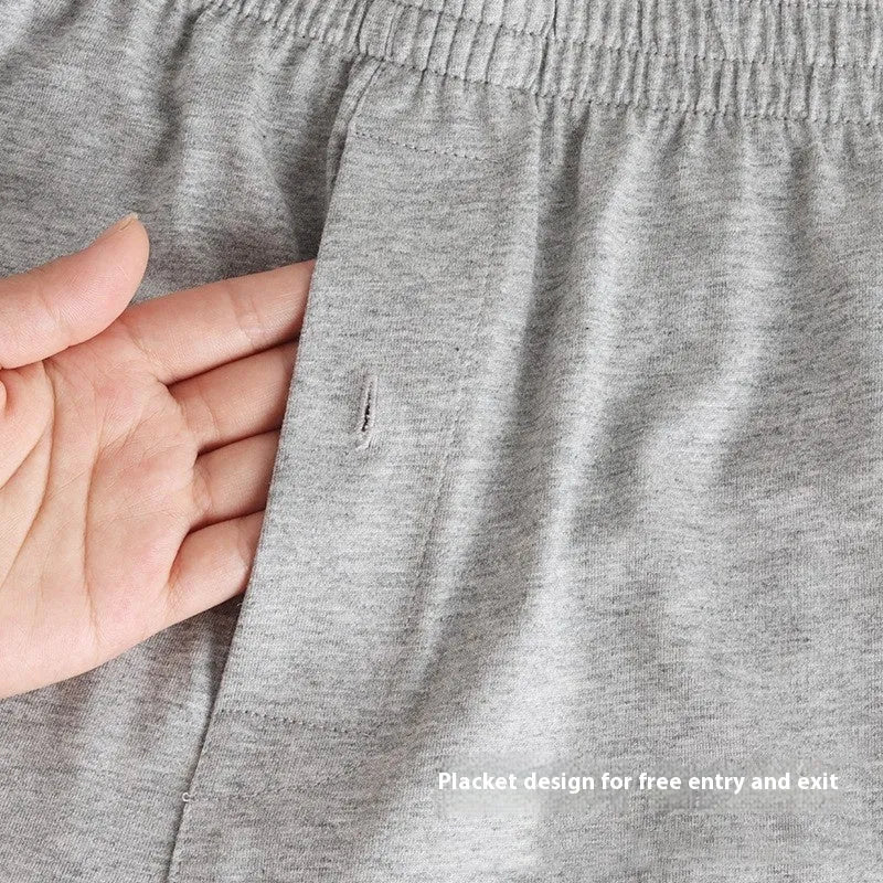 Men's light grey pure cotton loose fit boxer shorts with a high waist.
