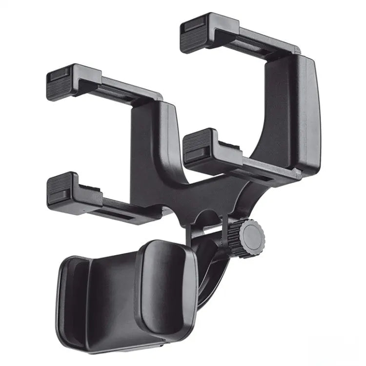 Black plastic car rearview mirror mobile phone navigation bracket and driving recorder fixing clip