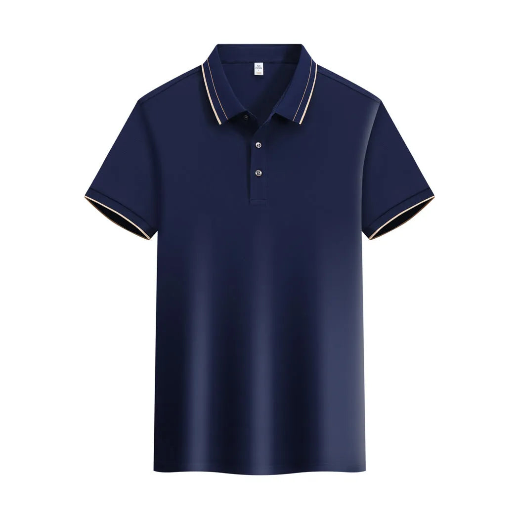 Ice Ion mercerized pearl cotton colour matching collar polo shirt in white, front view, short sleeves, regular fit