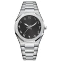 Men's business casual quartz watch with stainless steel belt in three colour options