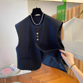 Loose-fitting waistcoat dress in beige with pocket detailing showing 40cm length