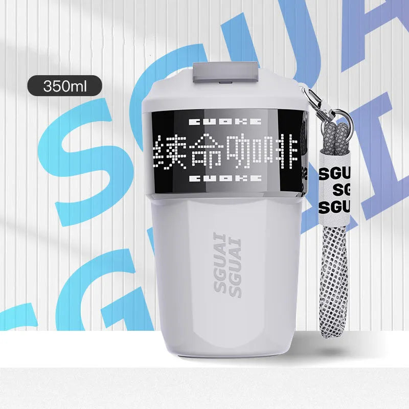 Japanese style stainless steel portable coffee cup with 50mL capacity in blue, grey, orange, or white