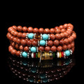 Golden star stone women's bracelet with 108 nugget sand beads and multi-circle mantra design