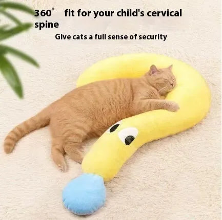 Cat sleeping mat with U-shaped neck protection pillow in blue moon style