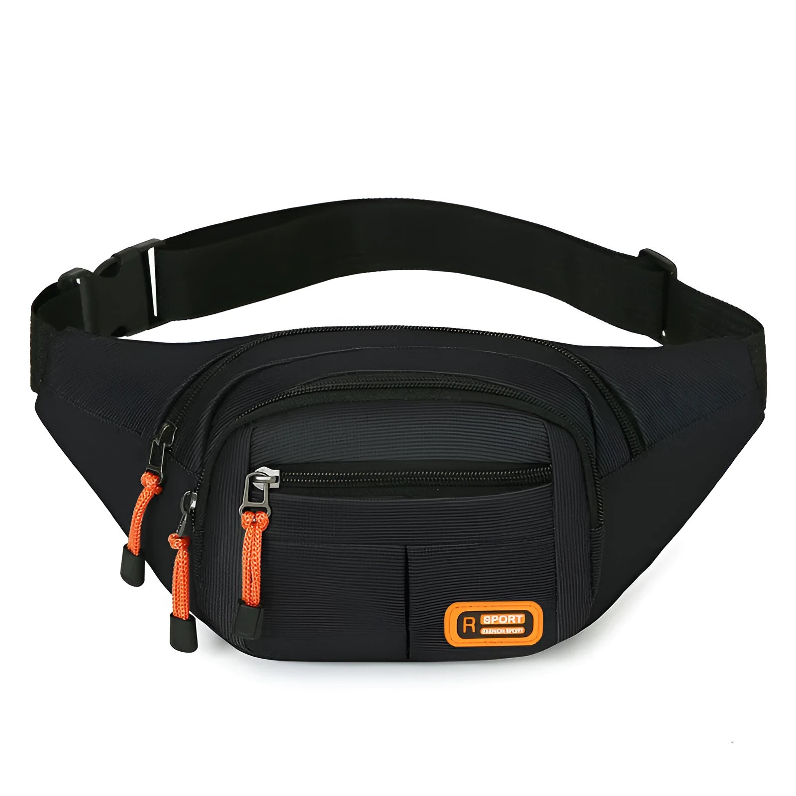 Black waterproof slanted chest bag made of nylon with polyester lining