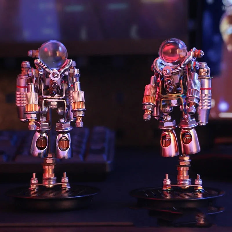 Mechanical Party Astronaut alloy model kit assembled on desk, over 154 parts, 65x65x115mm