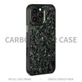 Green frame carbon fibre phone shell with metal back and magnetic feature for iPhone 17 series