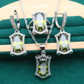 Olive and yellow anti-allergy zircon alloy jewellery set for women, showing necklace, earrings, ring, and bracelet.