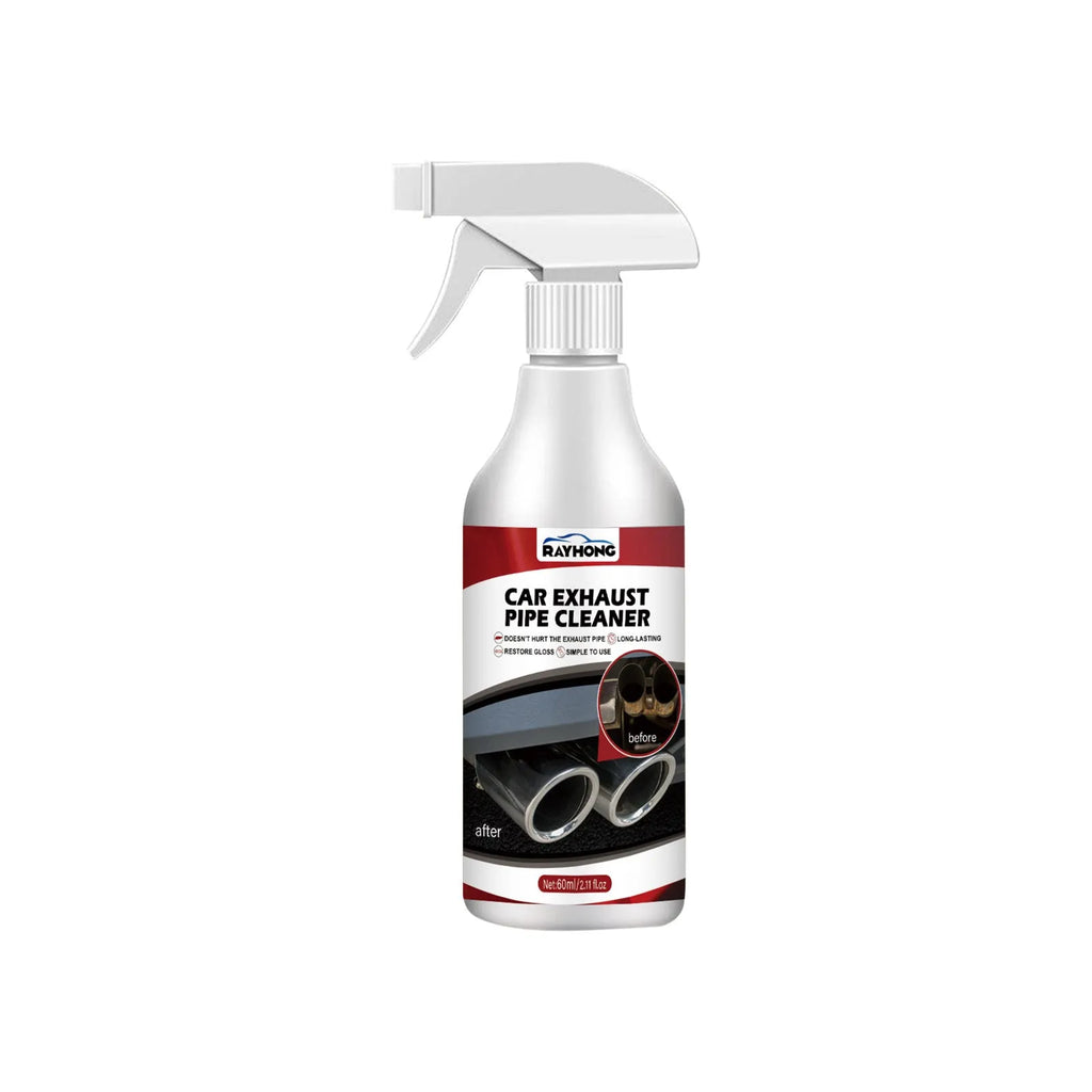 Car exhaust pipe cleaner rust removal 60ml bottle with thick formula on vehicle exhaust tip