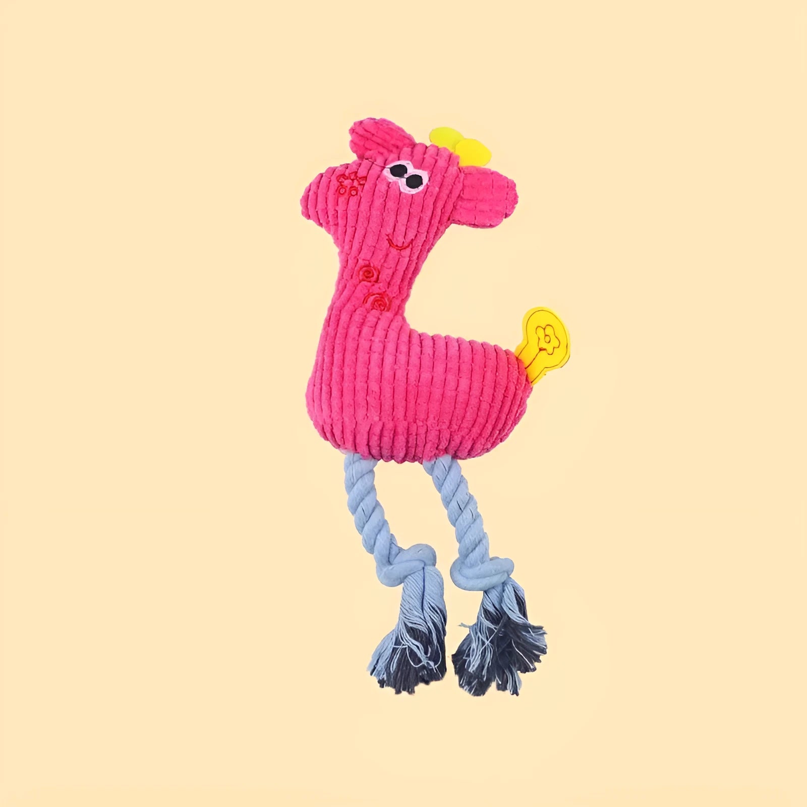 Blue deer-shaped plush dog toy with corn kernel texture