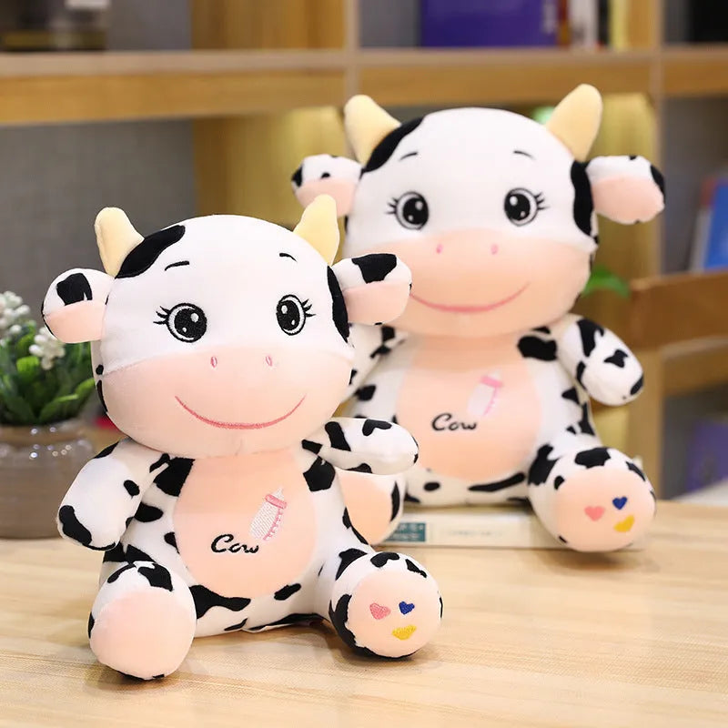 Super soft short plush baby cow doll with PP cotton filling, 22cm or 26cm height, cute MengMeng design