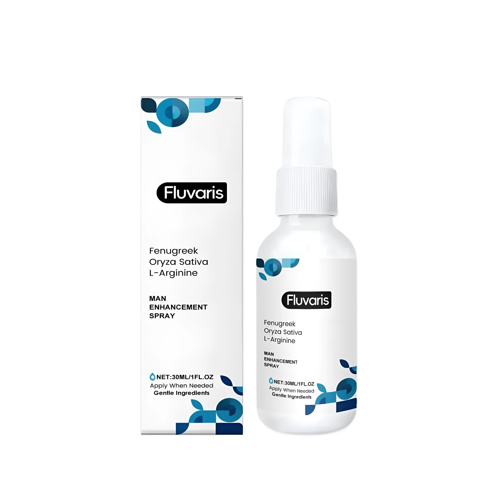 Men's enhancement spray 30ml bottle with botanical extracts including turmeric, ginger, and fenugreek