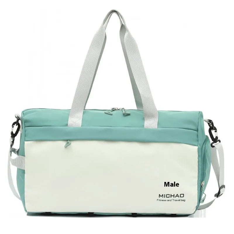 Fixed travel yoga bag in Oxford cloth, solid colour, with dry wet separation compartment and fixed mat strap.