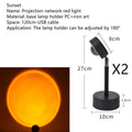 WiFi LED sunset projector light with 16 RGB colours, 360° rotation, glass lampshade, and touch switch