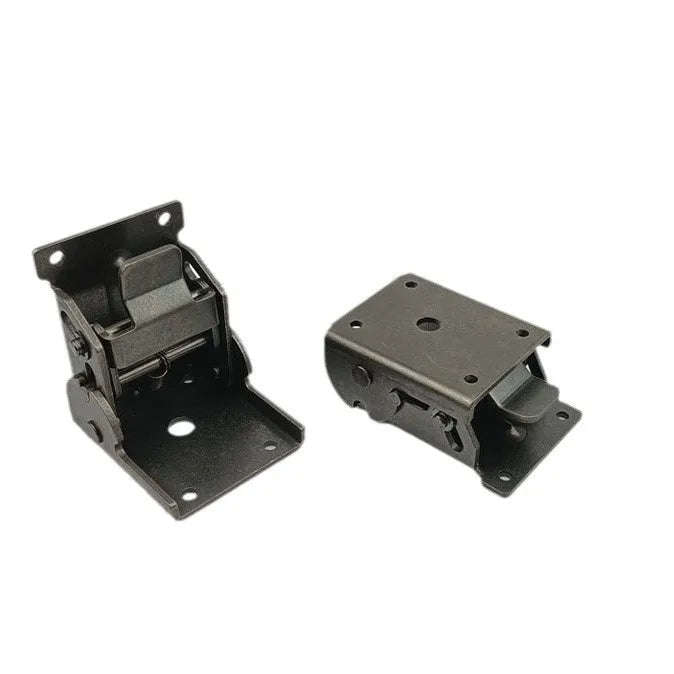 Furniture foot folding hinge with invisible self-locking mechanism in multiple colour finishes