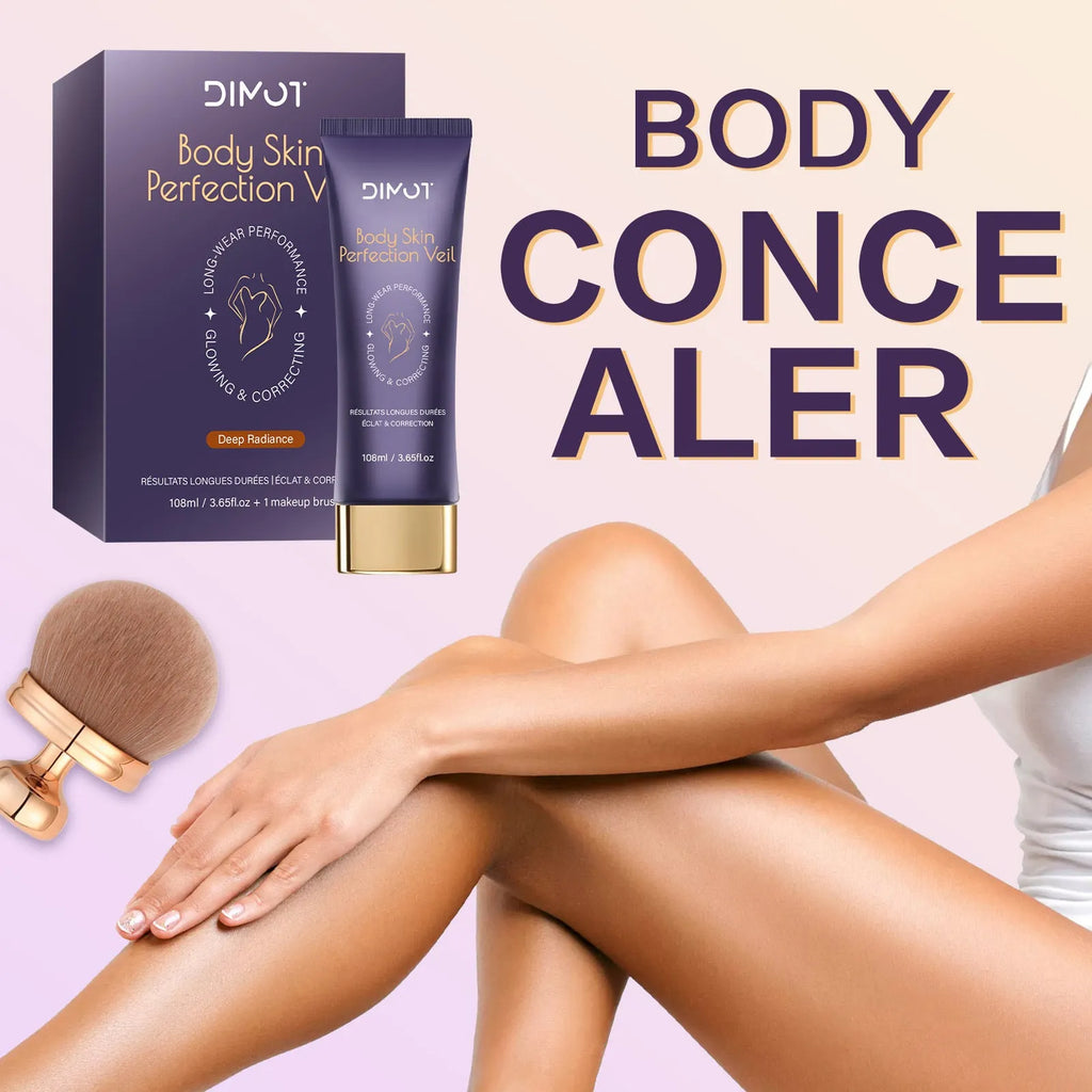 108ml waterproof concealer cream and brush for covering body tattoos, birthmarks, and scars.