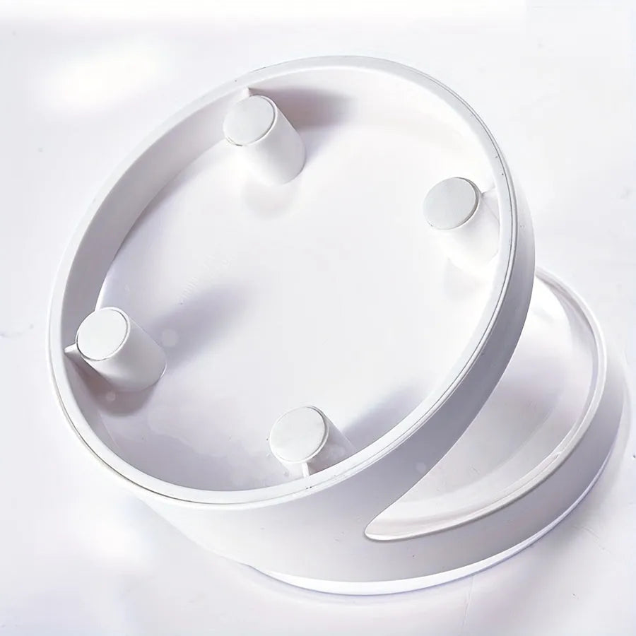 White elevated clear cat food bowl with anti-vomit tilt design