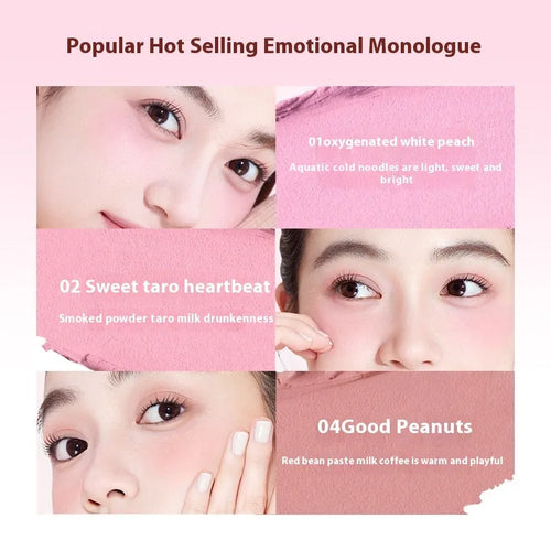 Blush mud swelling contractive colour shimmer powder blusher in nude colour scheme with monochrome format