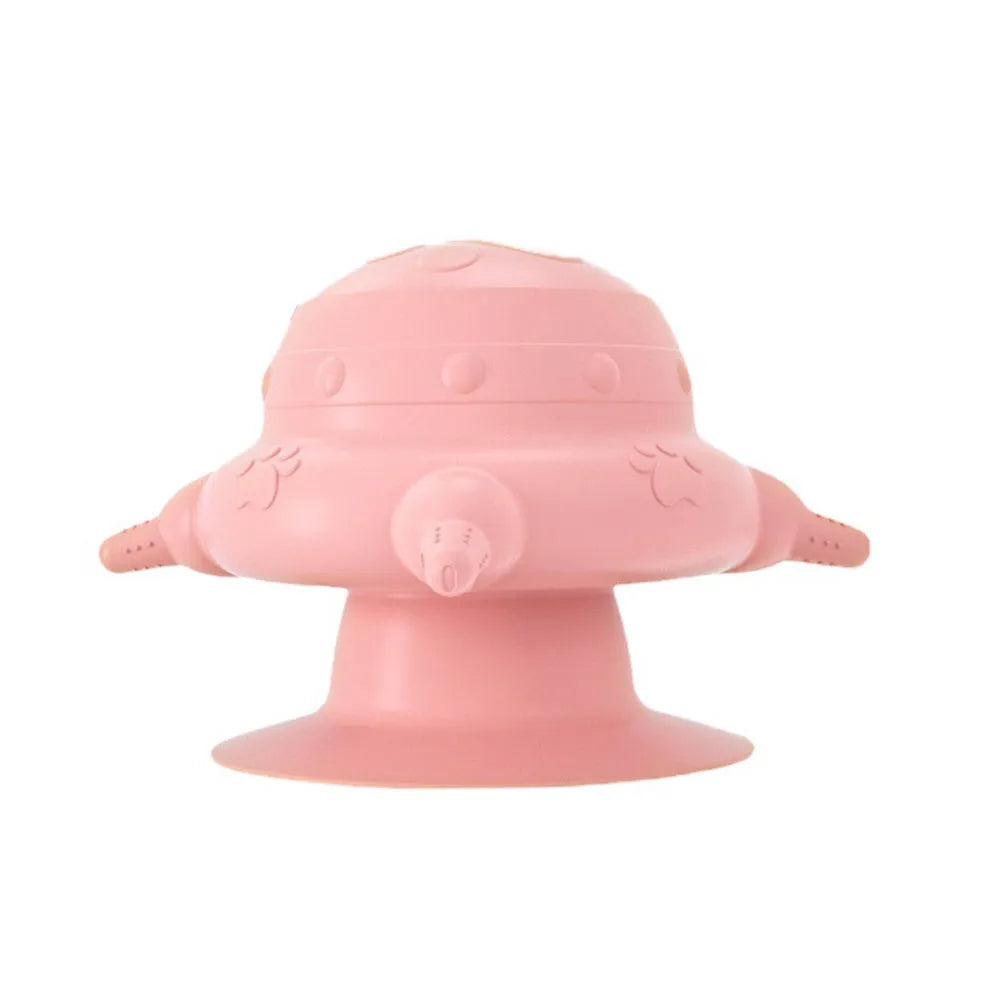 Pink silicone pet nursing device with bionic breast-shaped milk bowl and pacifiers