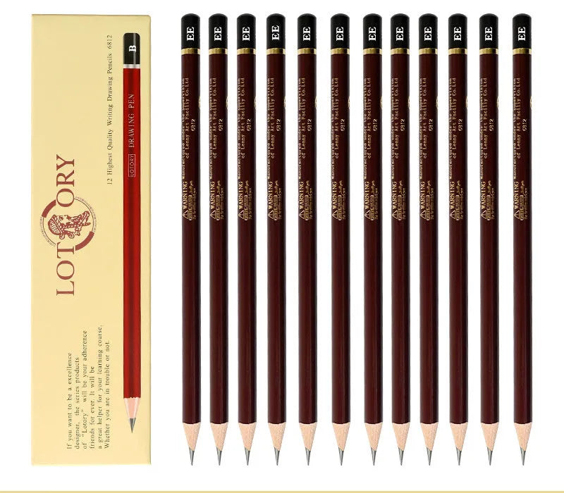 Box of 72 children's charcoal sketch pencils in rolling soft carbon grades HB to 8B