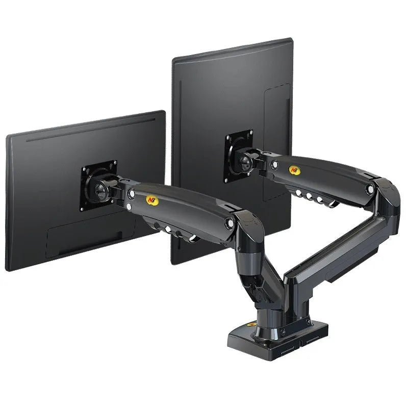 Dual screen monitor bracket with aluminium alloy construction and VESA mounting holes