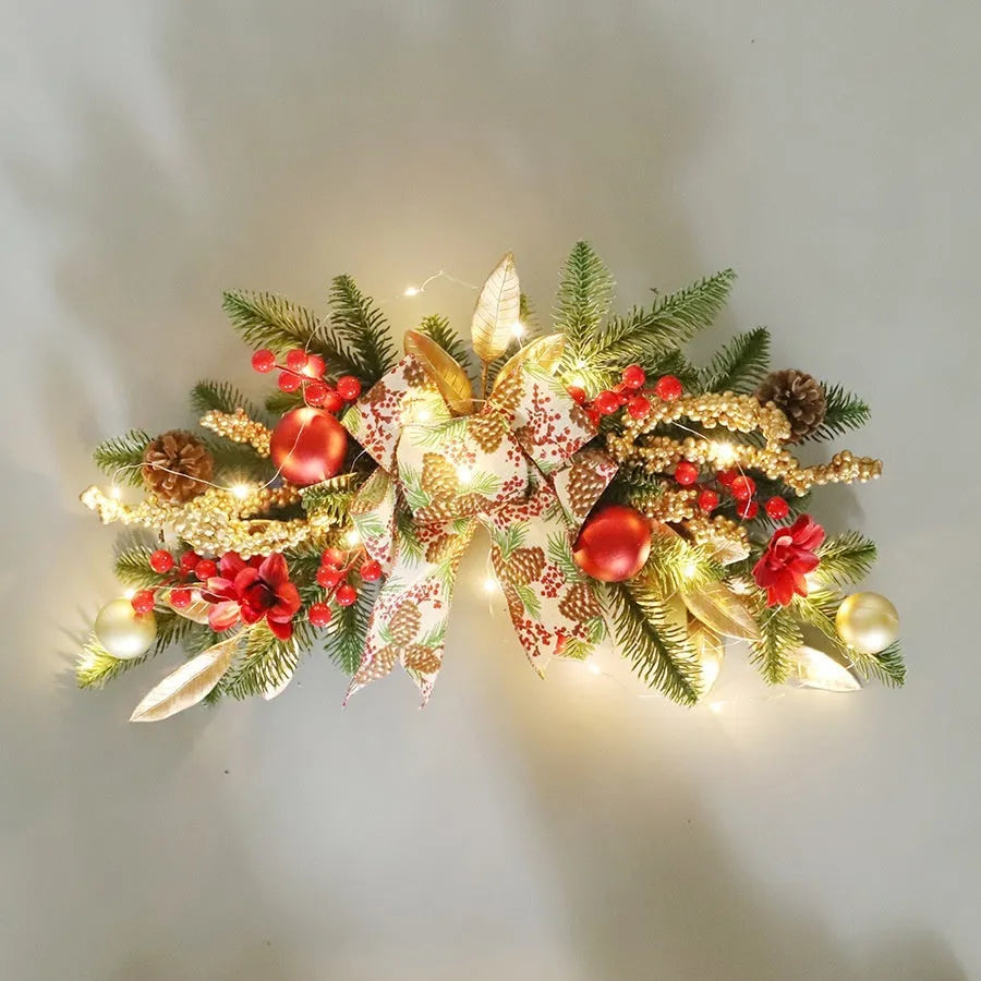 American country style plastic Christmas garland decorations in multiple styles with optional LED lighting