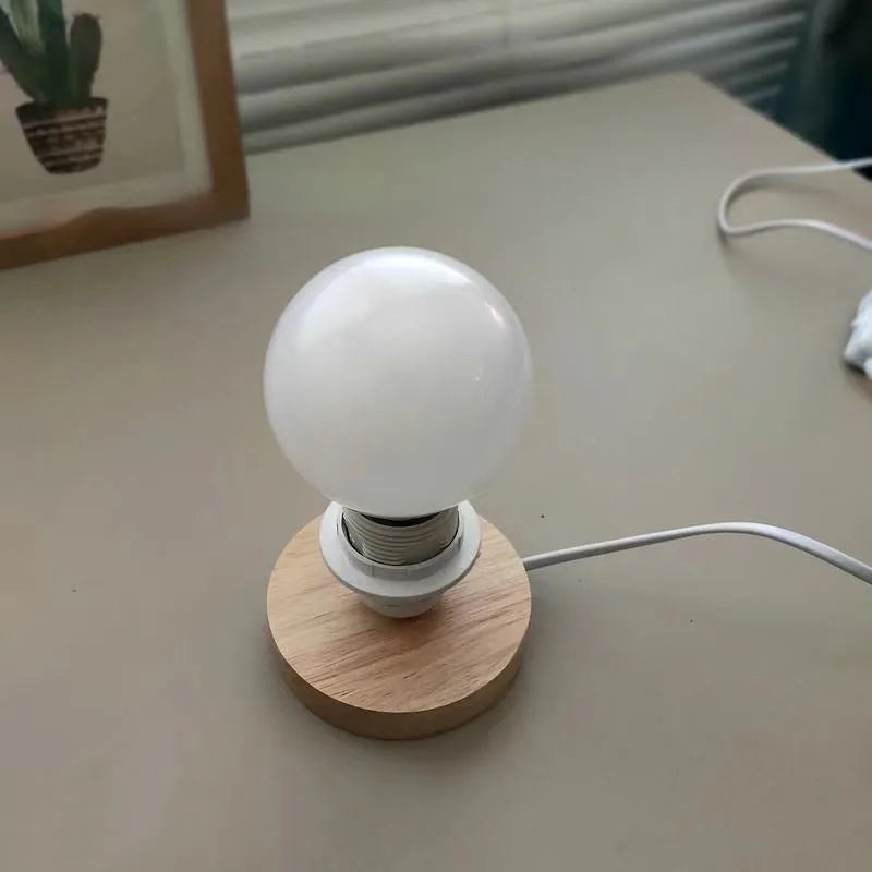 Mini table lamp with wooden base, modern simplicity style, black cord and US plug