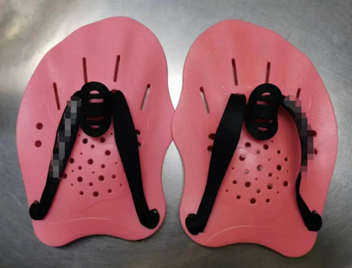 Swimming training paddles with webbed design for freestyle stroke technique in multiple colours