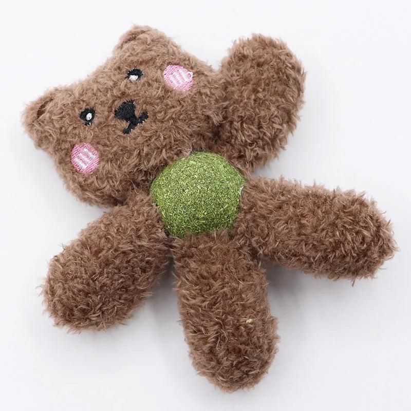 Catnip chewing ball with edible stuffing for dental cleaning in animal designs