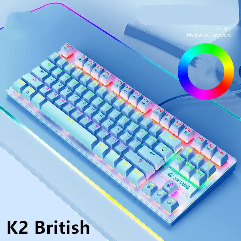 Mechanical keyboard with ABS casing in black, white, pink or blue colour options for notebook computers