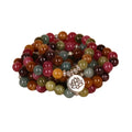108 bead string bracelet with lotus charm in tourmaline-coloured alloy