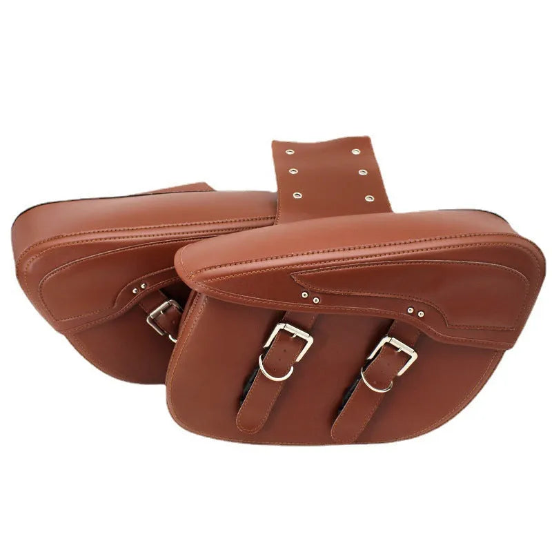 Motorcycle side box saddle bag in retro wind PU leather with 42cm storage dimensions
