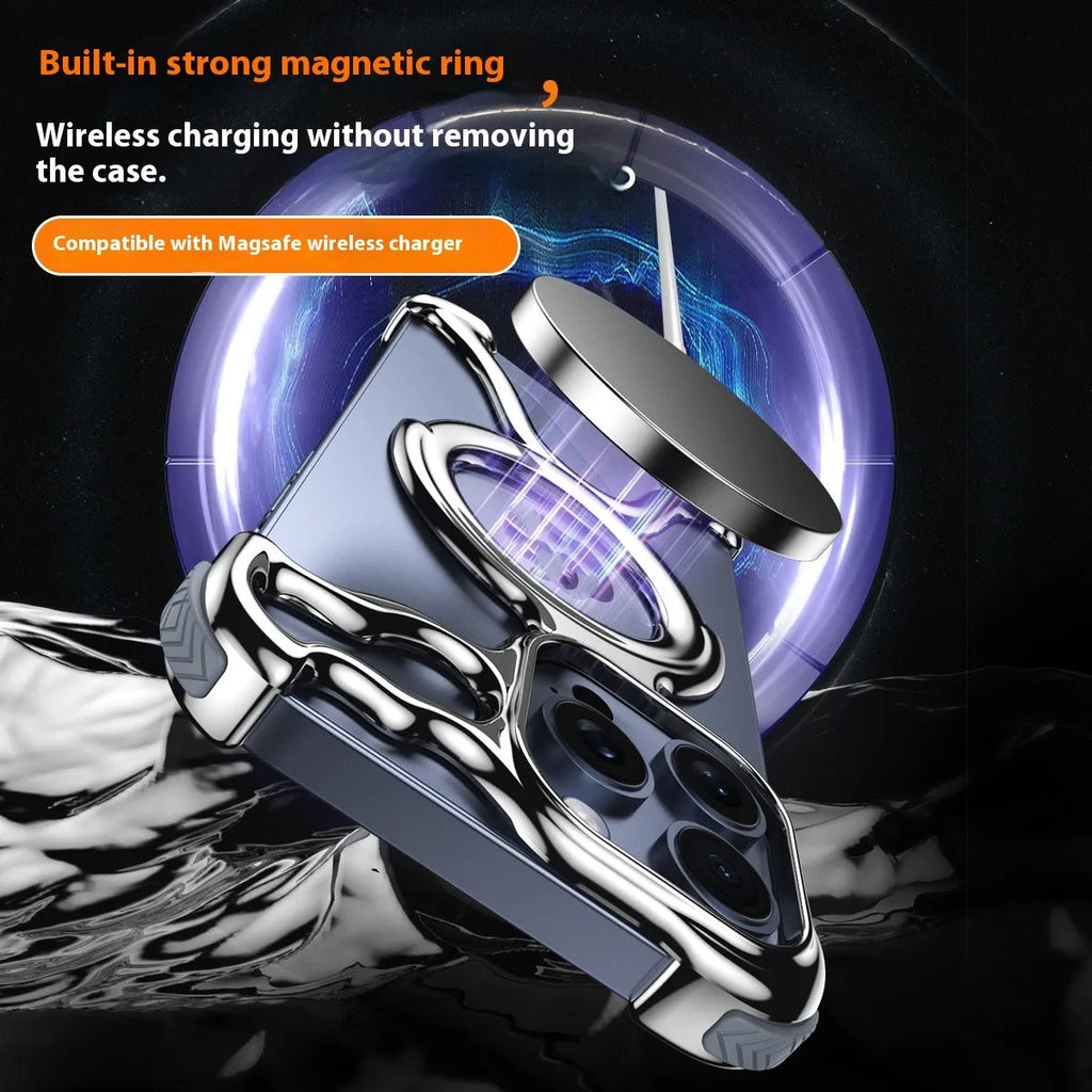 Drop-resistant hollow phone case for Apple iPhone with electroplated PC finish in titanium gray