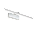 White LED mirror headlight fixture showing three light colour options and size variants for bathroom vanities.