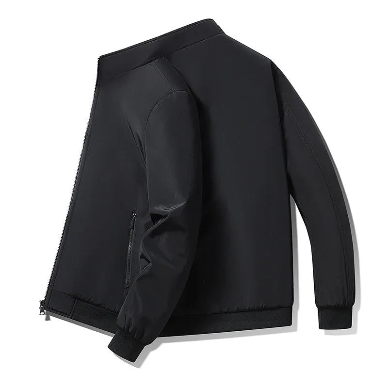 Men's winter coat in black with thickening polyester fibre filling and oversized fit, front view